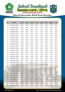 Imsakiyah Ramadhan 1440 Hijriyah Tahun 2019