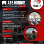 Poster lowongan kerja Tensai Indonesia untuk Pengajar Freelance Bahasa Jepang Level N5 kelas perusahaan dengan penempatan di Balaraja, Tangerang.